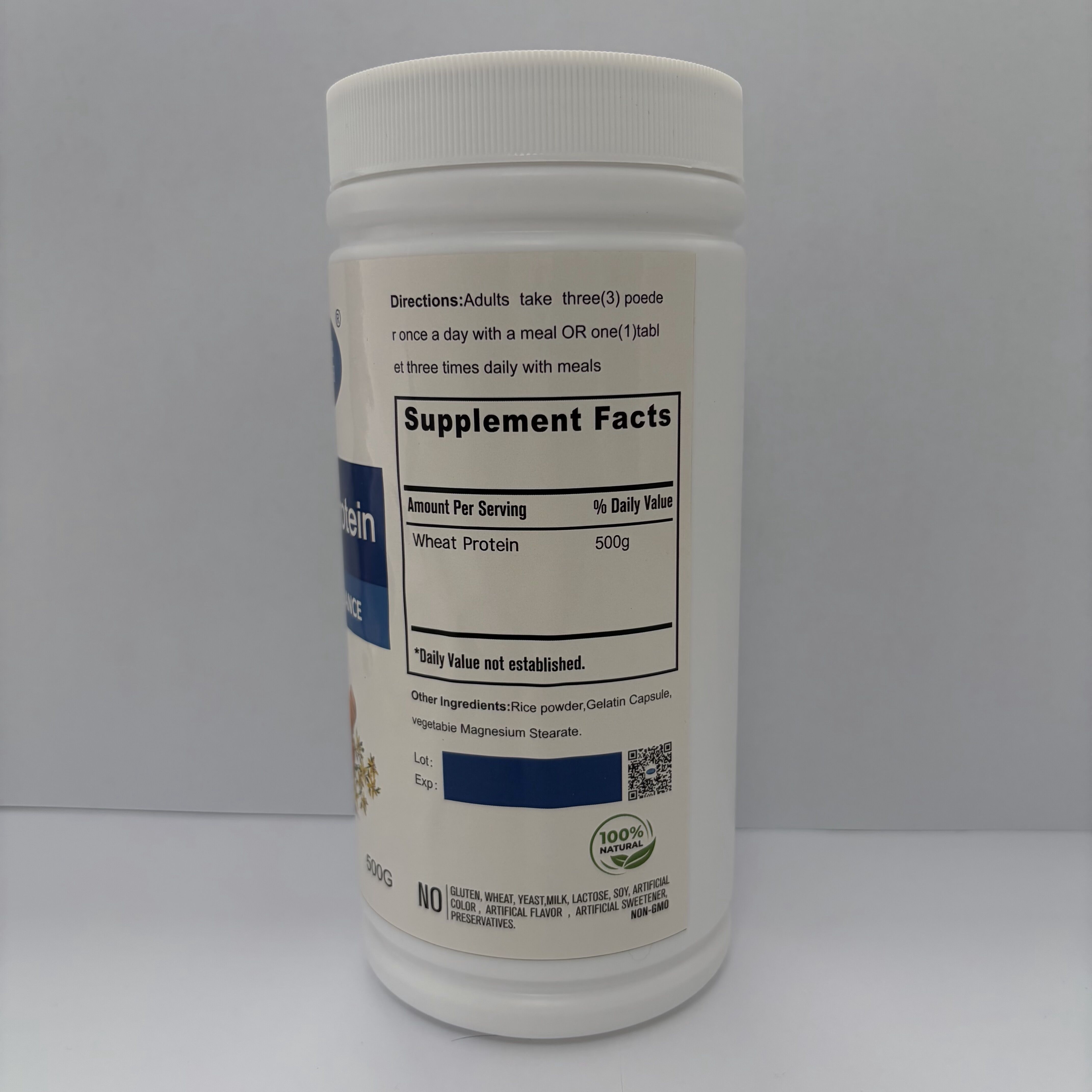 OEM/ODM 3-in-1 Daily Wheat Protein Food Supplement, Protein Supplement Without Added Sweeteners or Flavors
