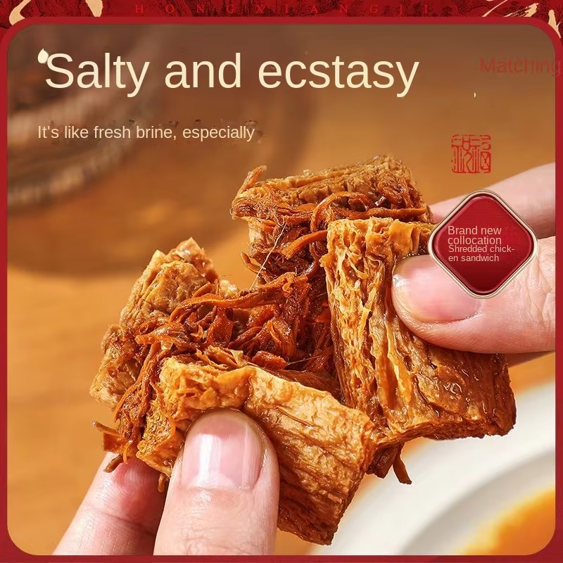 Hongxiangji Vegan Meat Wholesale Semi-Soft Soybean Textured Vegetable Protein High Protein Five-spice Fried Tofu Bag