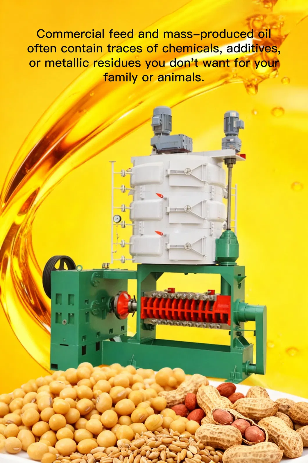 Oil Press with Adjustable Pressure Suitable for Different Seeds From Peanuts to Canola