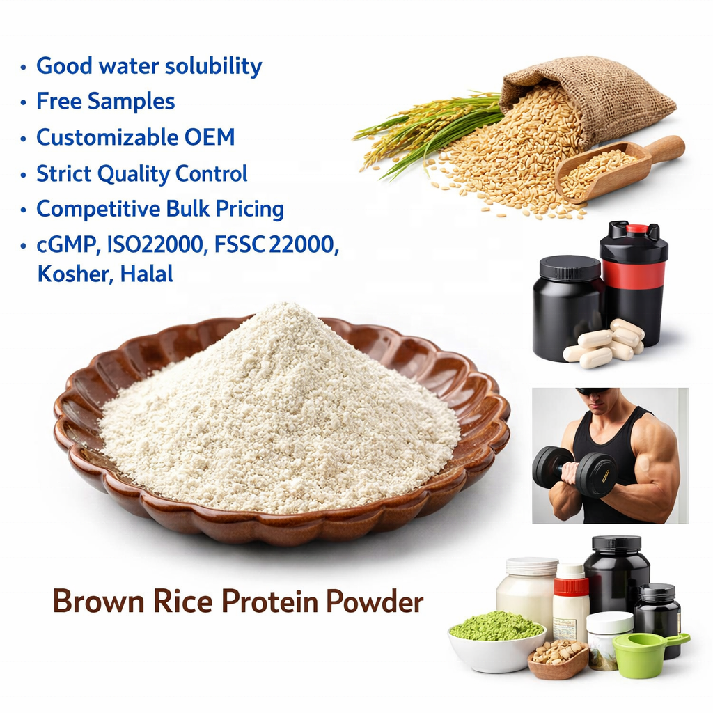 Vegan Non-GMO ISO22000 Food Grade Organic Hydrolyzed 80% Brown Rice Protein Powder