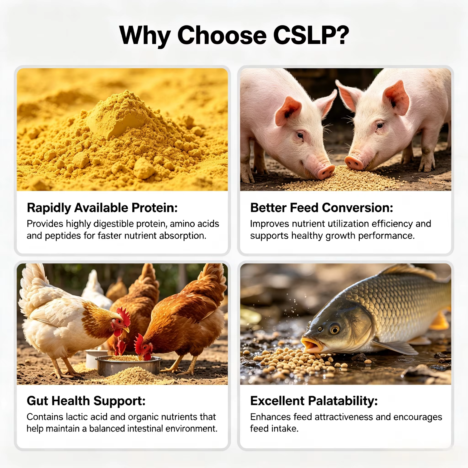 Aquatic Feed Corn Fermented Protein 42% 100% Water Soluble Feed Grade Amino Acids for Fish & Shrimp