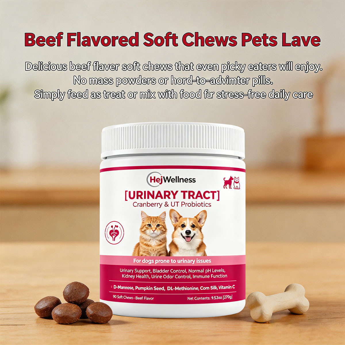 OEM Dog Cranberry Soft Chews Probiotic Pumpkin Seeds Urinary Support Digestive Health Cranberry Supplement