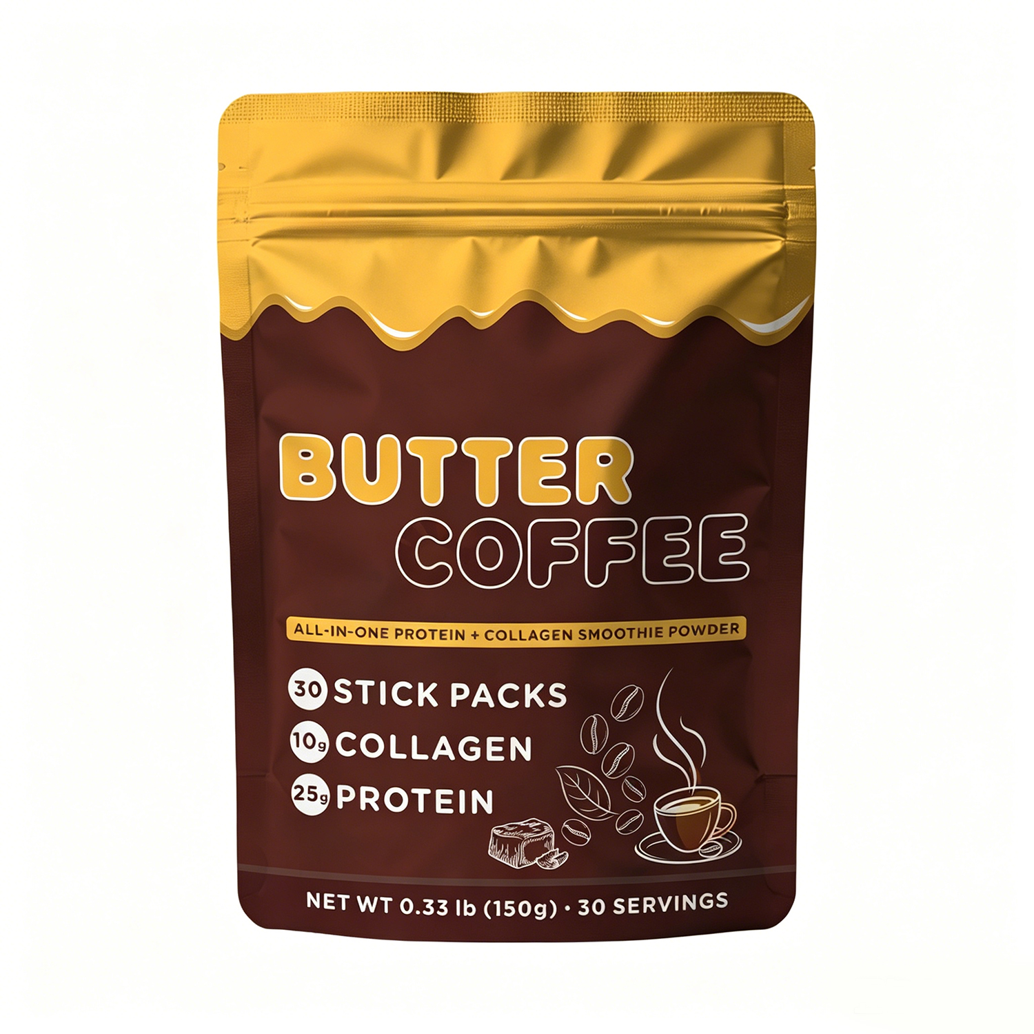 OLLI Gluten Free No Added Sugars Natural Reishi Cordyceps Grass Fed Whey Protein Butter Coffee Collagen Powder For Adult Muscle