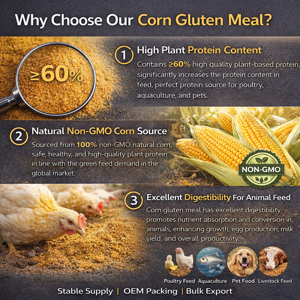 Feed Grade Corn Gluten Meal 60 Protein Corn Protein Powder for Poultry Aquaculture Livestock Feed Additives
