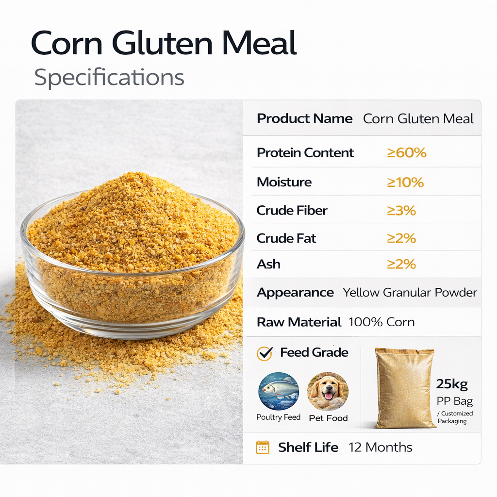 Feed Grade Corn Gluten Meal 60 Protein Corn Protein Powder for Poultry Aquaculture Livestock Feed Additives