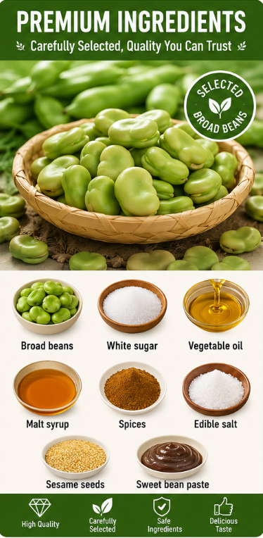 Factory Supply 65g Multi Flavor Broad Beans Crispy Savory Spiced Fava Beans Ready To Eat Casual Snack