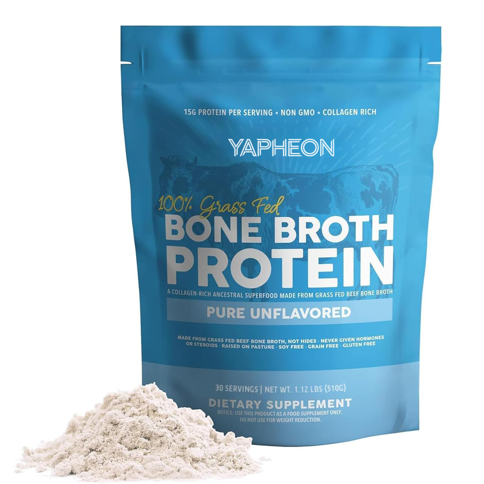 OEM Private Label 100% Grass Fed Bone Broth Protein Powder 30 Servings Unflavored Collagen Rich Non GMO