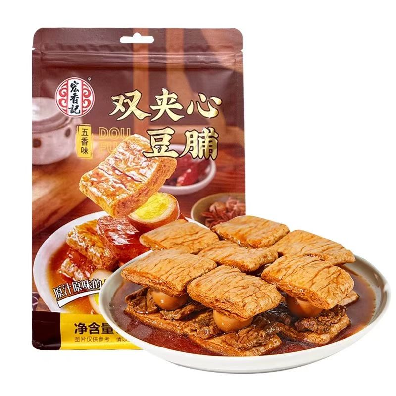 Hongxiangji Vegan Meat Wholesale Semi-Soft Soybean Textured Vegetable Protein High Protein Five-spice Fried Tofu Bag