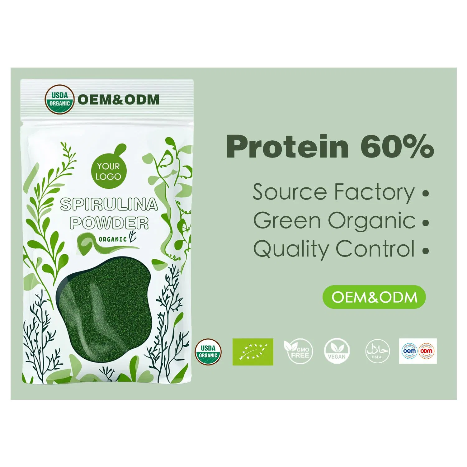 Feed Grade Natural High-Protein Spirulina Algae Powder for Fish, Pet