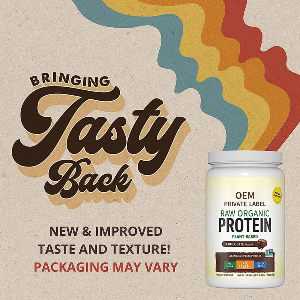 OEM/ODM Zero Sugar &amp; Gluten-Free Bcaa-Enriched Chocolate Flavor Raw Organic Plant-Based Protein Powder