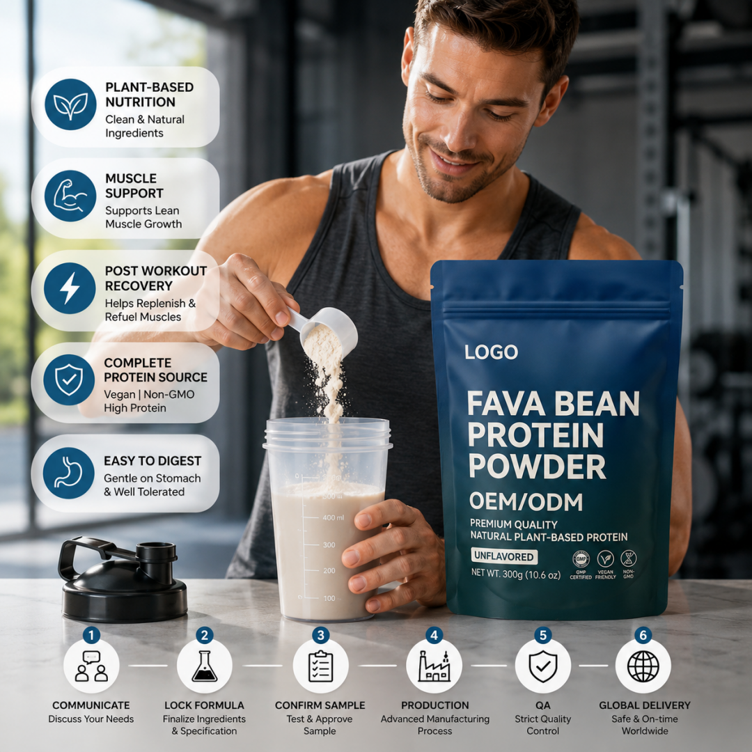 GMP Certified Factory Direct Fava Bean Protein Powder Premium Quality Wholesale Bulk Plant Based Vegan Non-GMO OEM ODM Adult