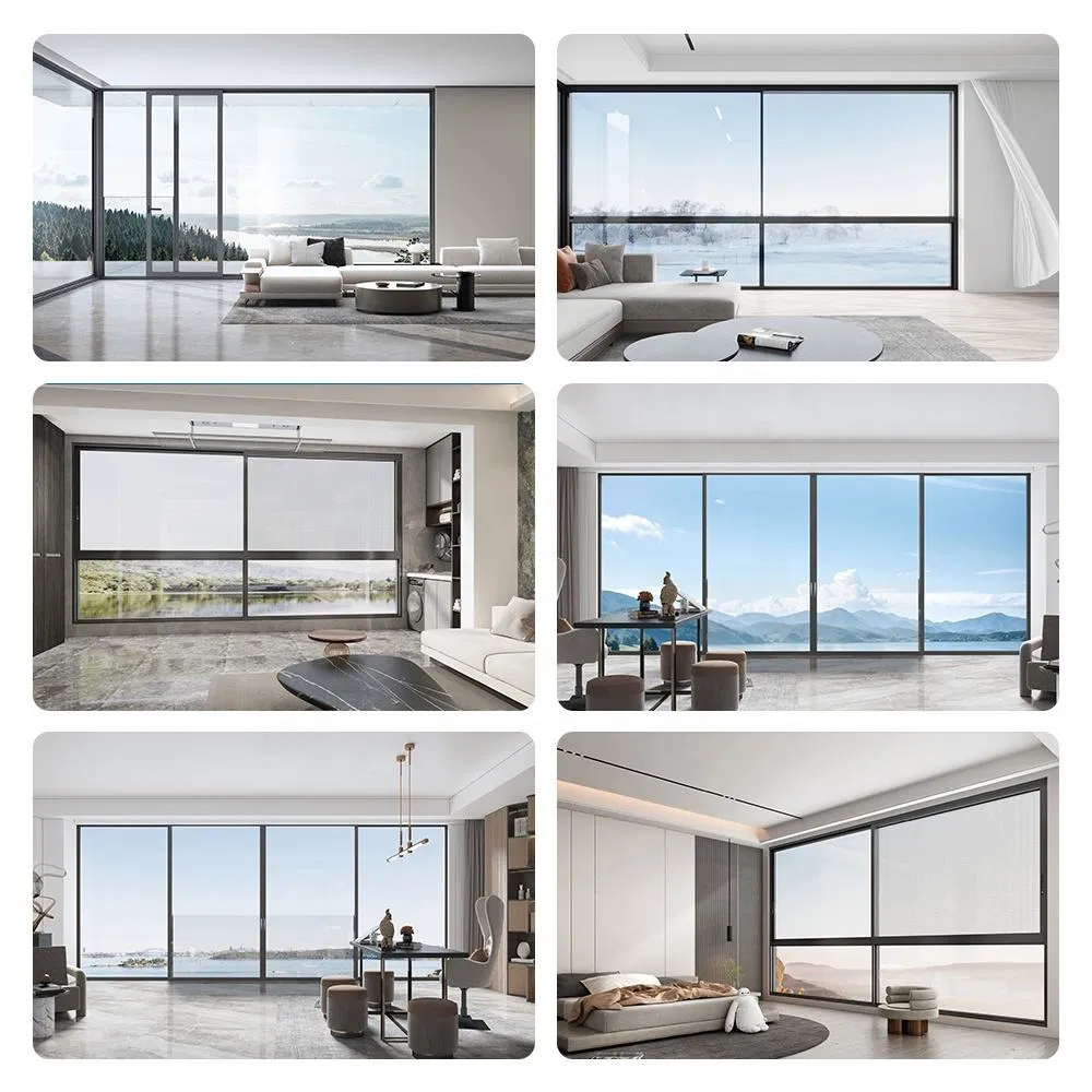 Low E Argon Double Glazed Fixed Soundproof Horizontal Hanging Aluminum Sliding Windows