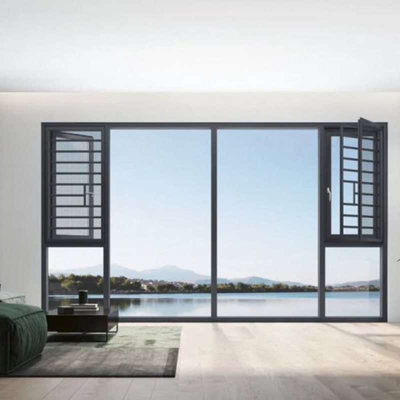 Waterproof Window with Built in Blinds Toilet Black Sliding Aluminium Doors and Windows