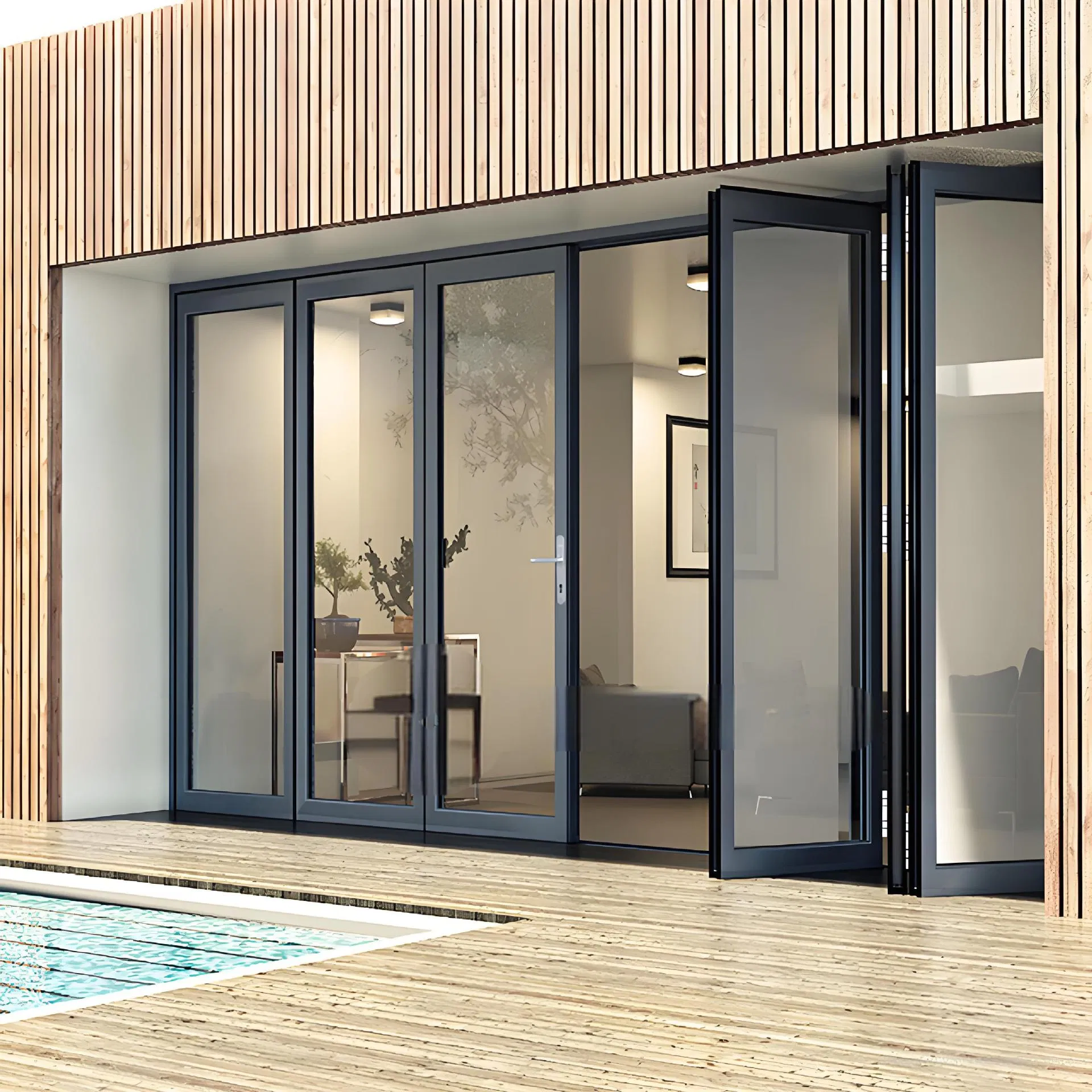 Innovative Accordion Door with Stylish Aluminium Profile Design