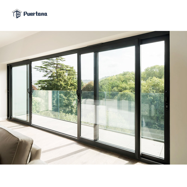 Heat Insulation Aluminium Framed French Sliding Glass Gliding Patio Door