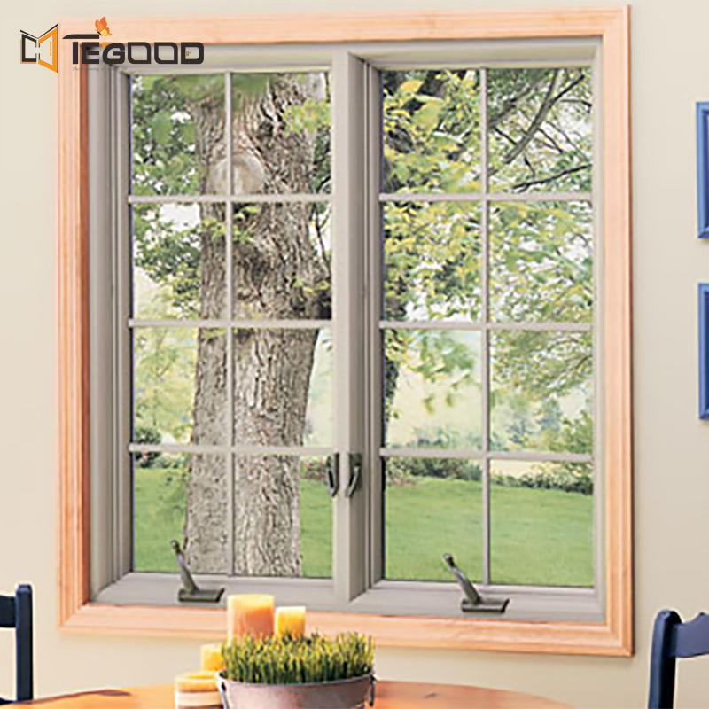 Heat Insulated Double Pane Bow Bay Swing Sliding Casement Aluminum French Window for Villa