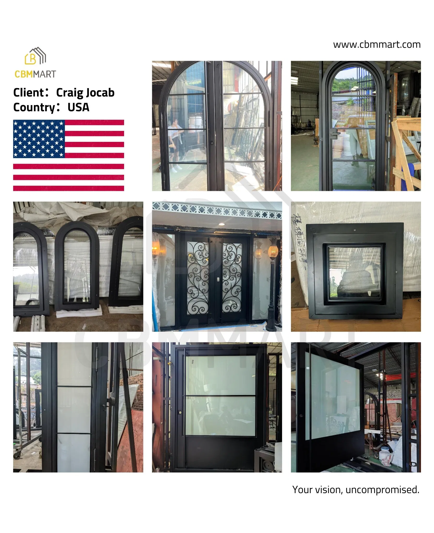 Cbmmart Aluminium Swing Folding PT Door Interior Double Tempered Glass Waterproof Kitchen Bathroom Toilet Balcony PVC Doors and Windows Steel Hardware