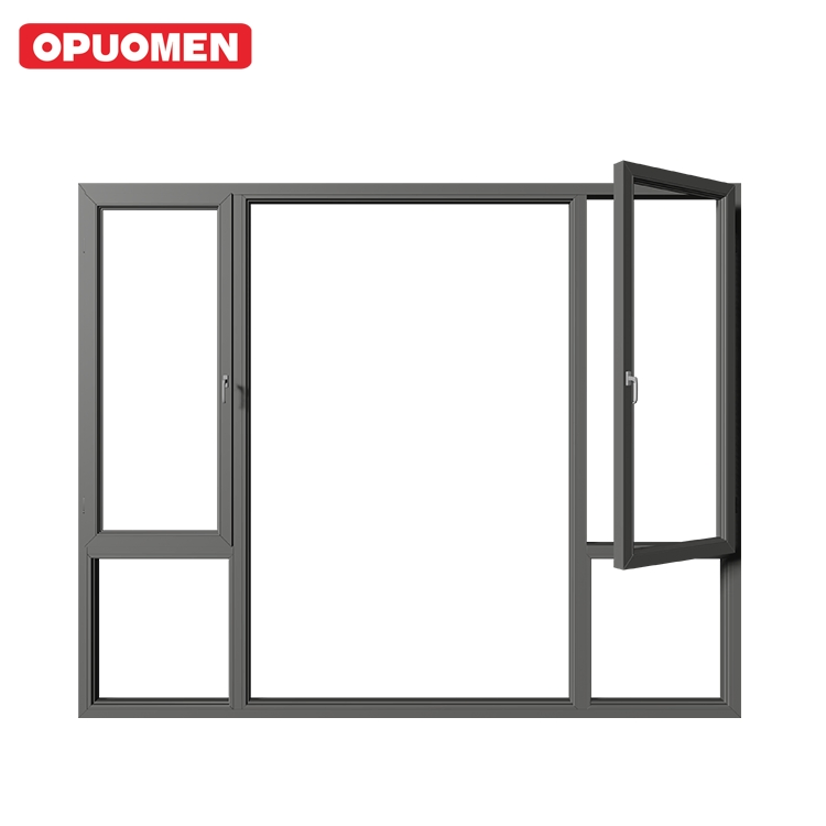 North American Nfrc French Double Tempered Clear Glass Aluminum Casement Bay Window