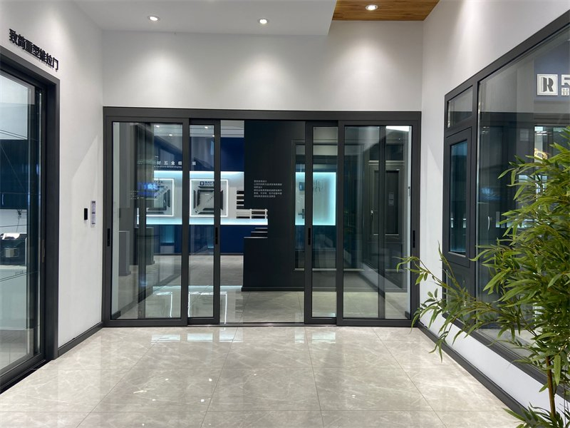 Narrow Frame Double Tempered Glazed Aluminium Sliding Shop Front Gate Living Room Partition Door