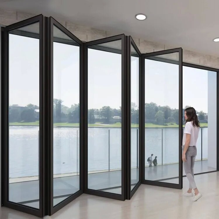 Aluminum Bi Folding Door Black Insulation Lowes Metal Aluminium Builders Hinges Grill Storm Doors with Bars Locks