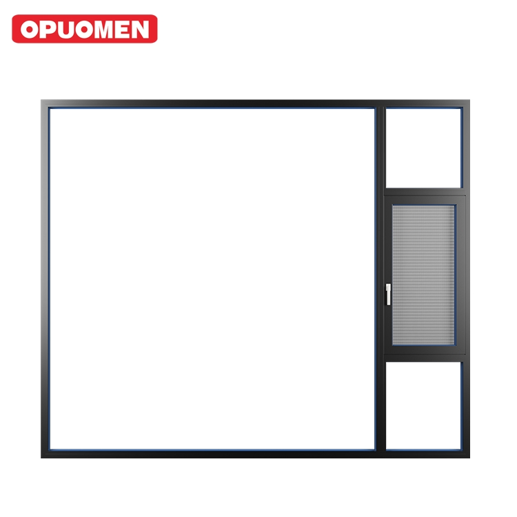 North American Nfrc French Double Tempered Clear Glass Aluminum Casement Bay Window