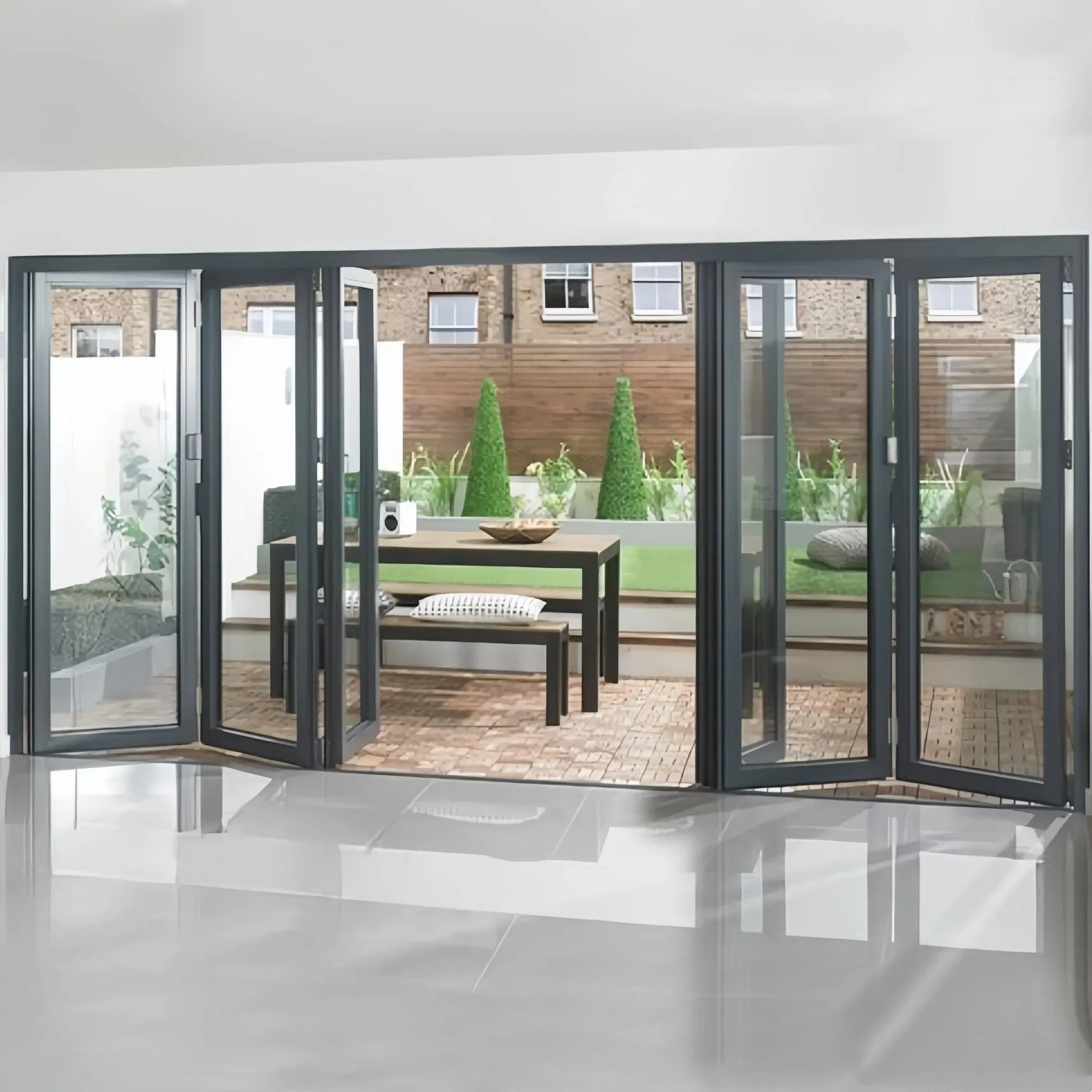 Villa Waterproof Bifold Exterior Aluminum Accordion Door Double Glazed Glass Patio Door