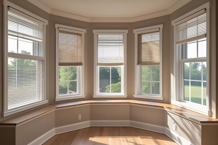 Triple Glazed Aluminum Wood Glass Window with Bay Design