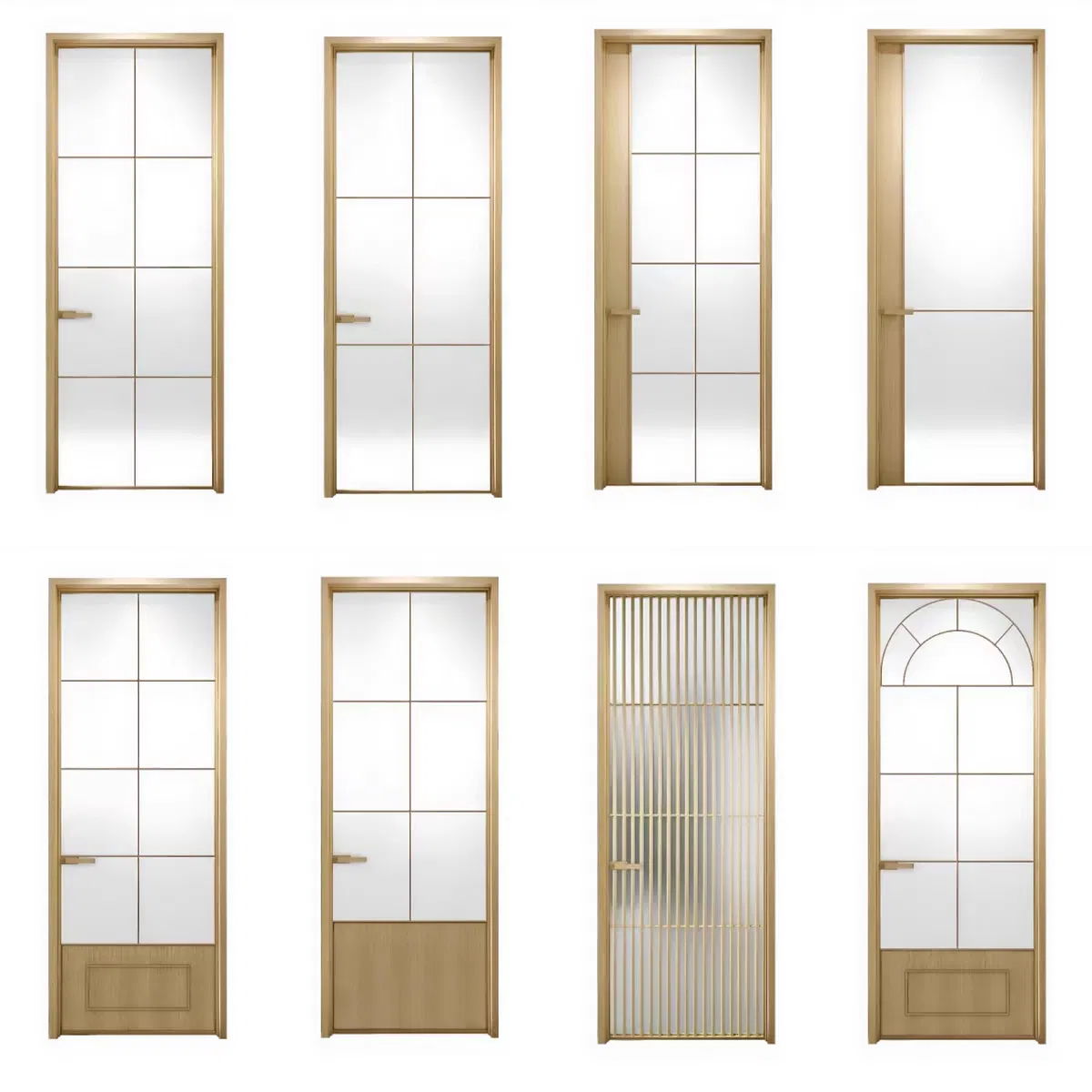 Contemporary Bathroom Door with Durable Aluminum Alloy and Glass Design Frosted Glass Interior Swing Door Aluminum Alloy Door Glass Door Toilet Glass Door