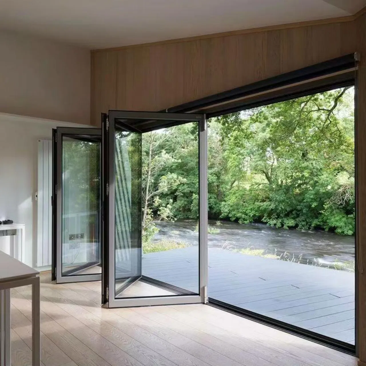 China Factory Win Star Customized Waterproof Interior Bi Folding Glass Security Aluminum Sliding Window Door for Retail Store Partitions Living Room Balcony