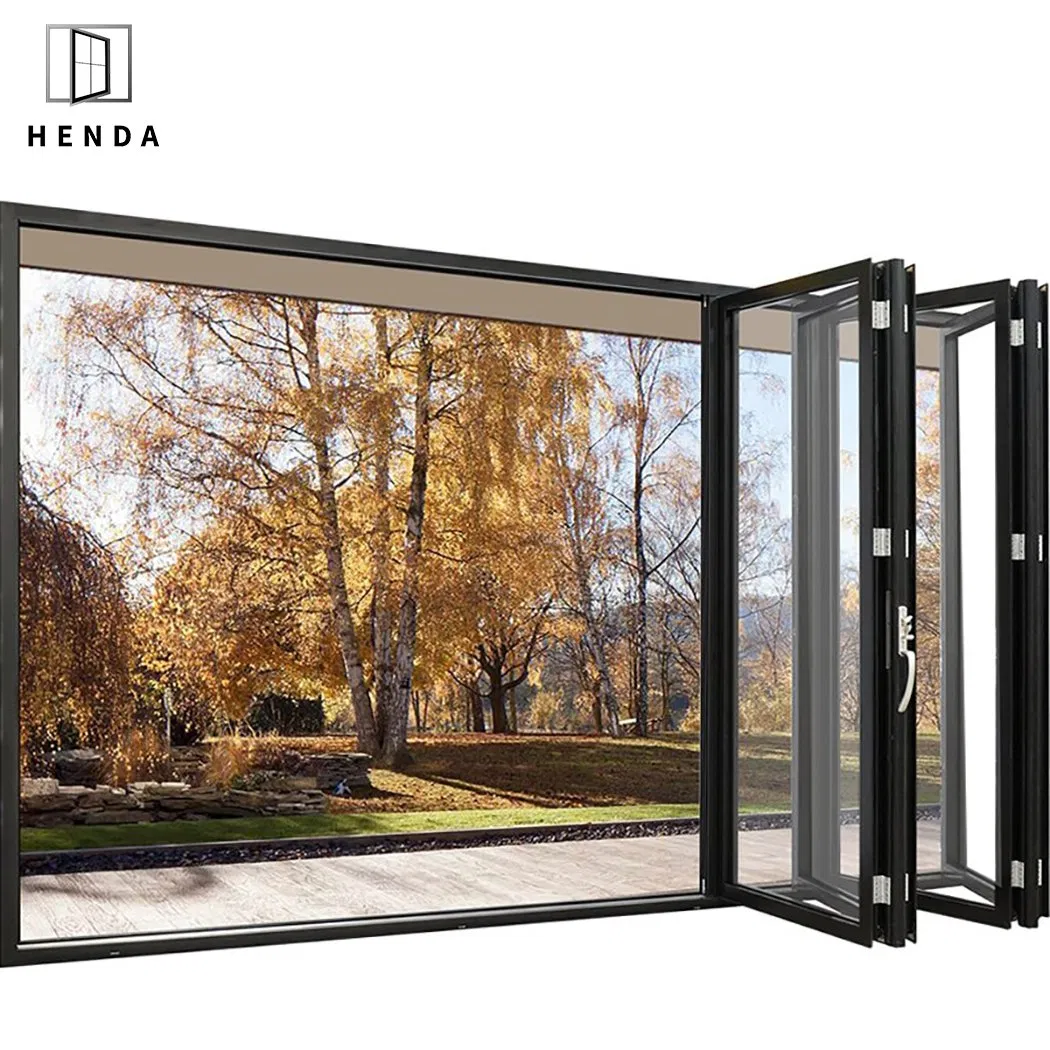 Factory Direct Double Glazed Aluminium Bi Folding Door Residential Building Exterior 2.0mm Aluminium Bi Fold Door Patio/Balcony Folding Glass Door