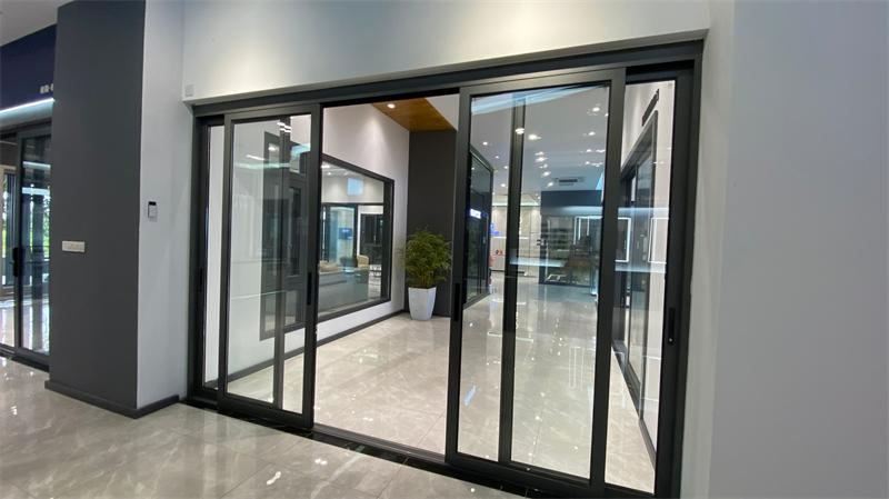 Narrow Frame Double Tempered Glazed Aluminium Sliding Shop Front Gate Living Room Partition Door