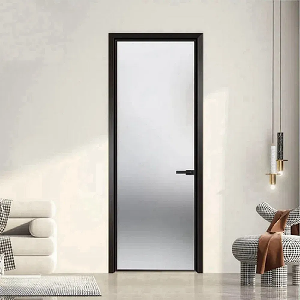 10 Years Warranty Aluminum Profile Resistance Aluminum Entry Door Hurricane Impact Aluminum Black Glass Casement Door with Grill