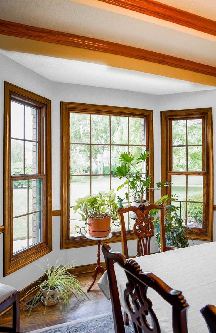 Triple Glazed Aluminum Wood Glass Window with Bay Design