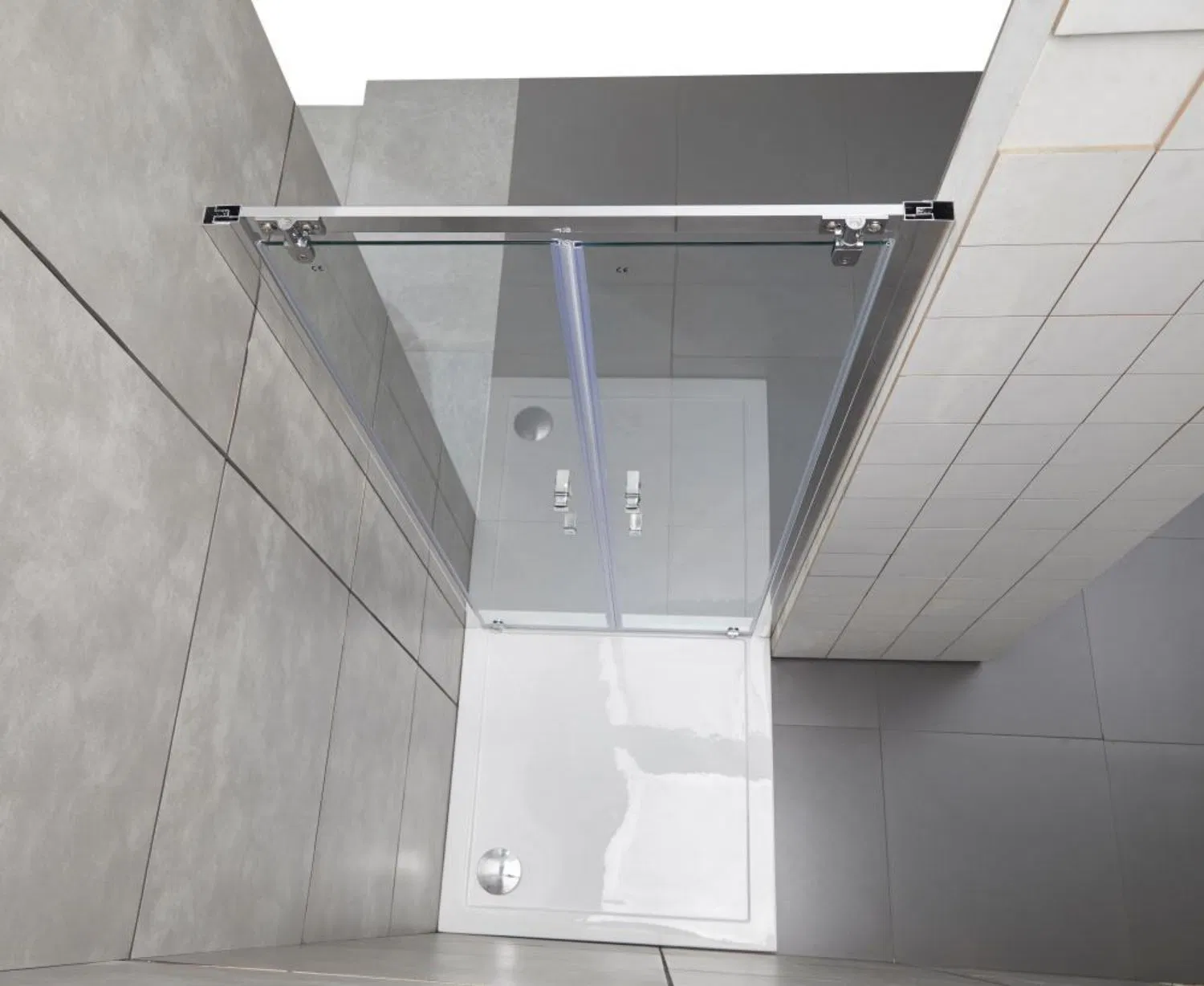 Aluminum Profile Pivot Double Open Glass Shower Door