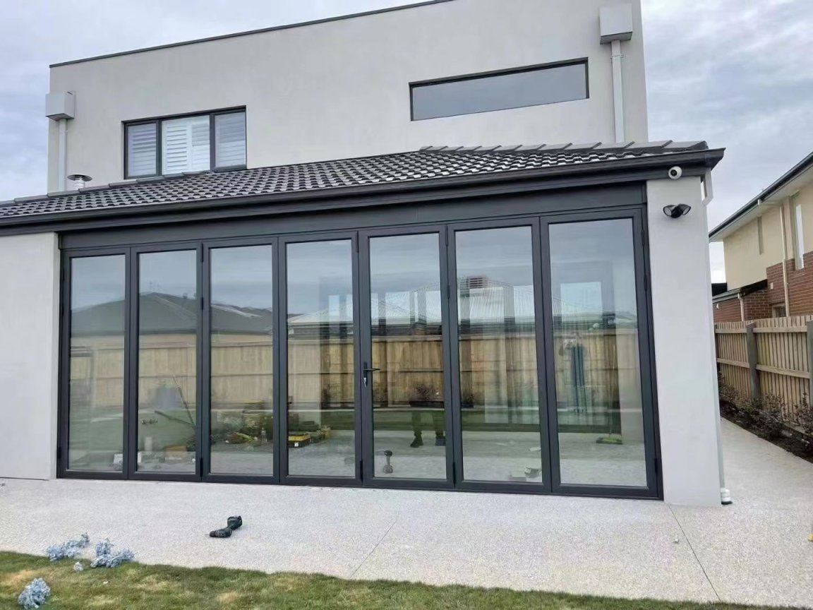 Aluminium Profile Folding Door Double Glazed Exterior Patio Bifold Door