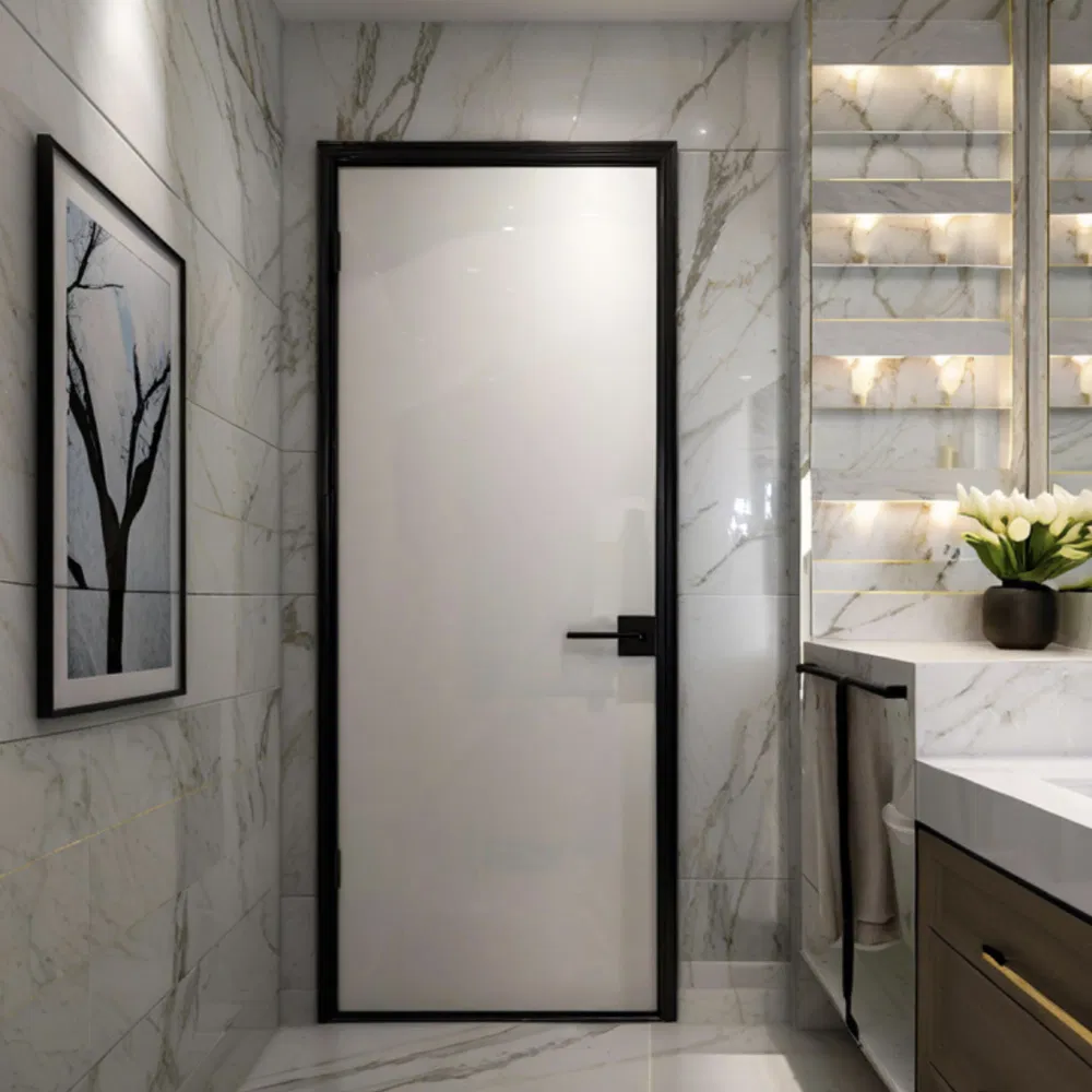 Storm Resistance Glass Door Aluminum Lattice Pattern Casement Door