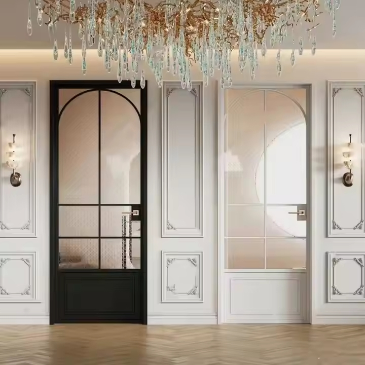 Aluminum Alloy Swing Toilet Door French Casement Door with Reinforced Frame