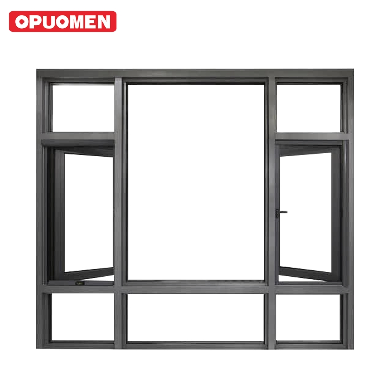 North American Nfrc French Double Tempered Clear Glass Aluminum Casement Bay Window