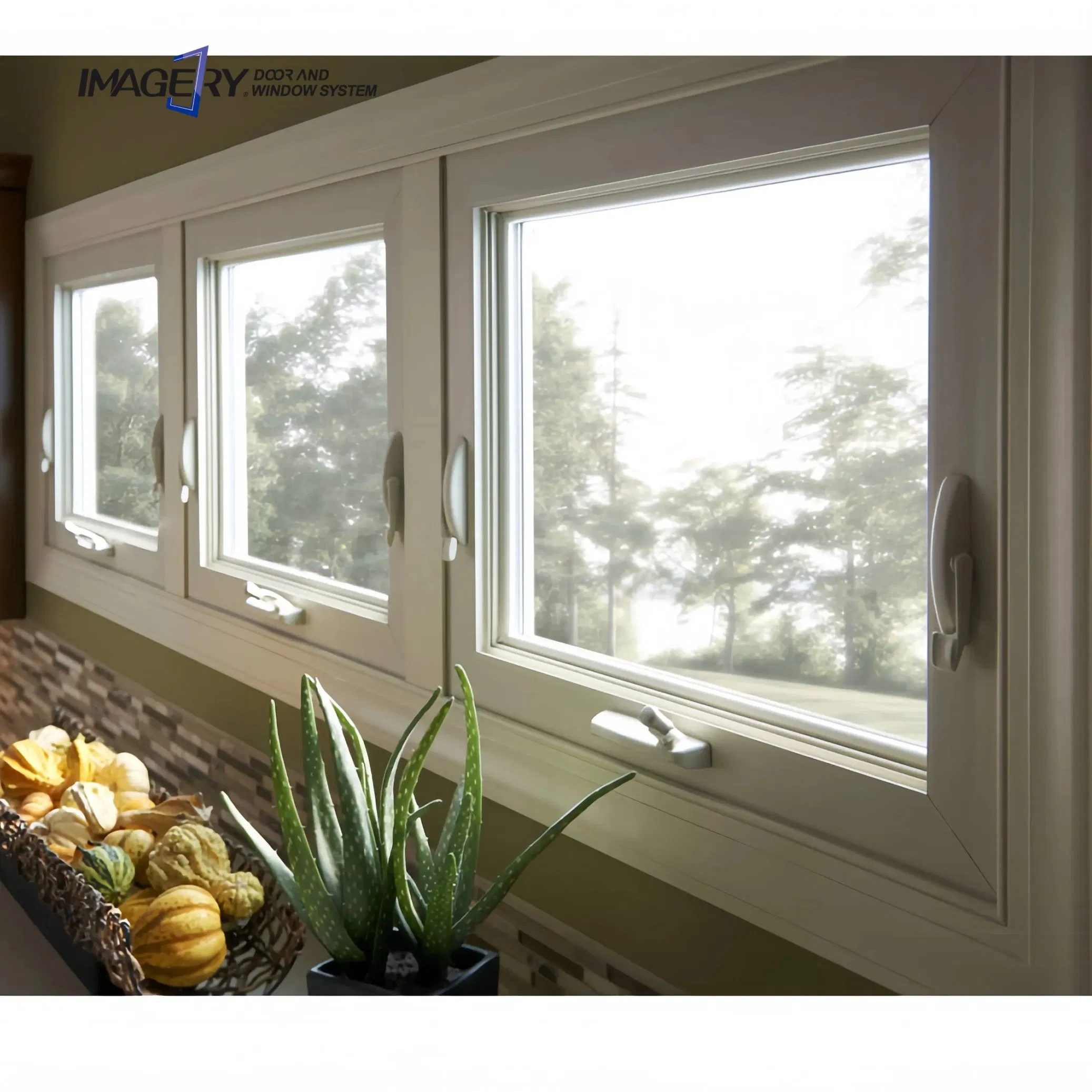 Customized Modern Design Thermally Broken Double Tempered Glass Aluminum Crank Awning Window