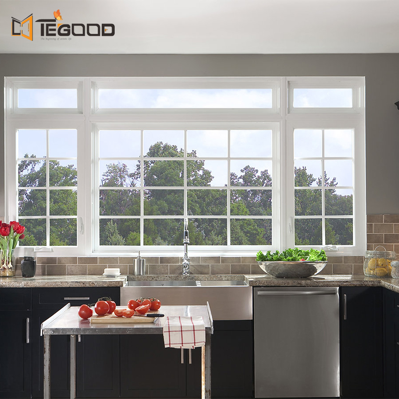 Heat Insulated Double Pane Bow Bay Swing Sliding Casement Aluminum French Window for Villa