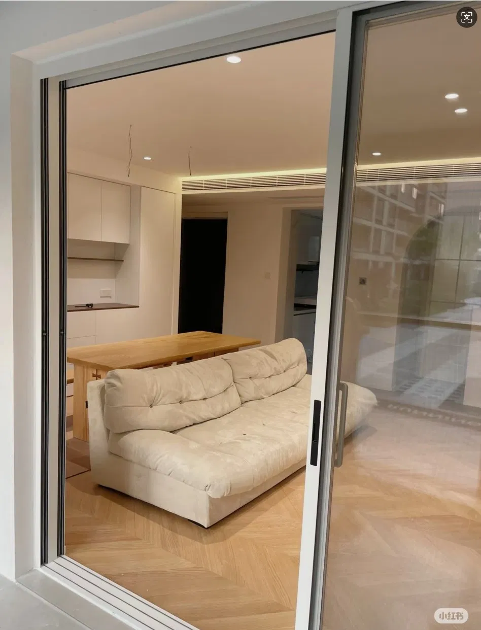 Narrow Frame Slim Frame Balcony Double Tempered Glass Exterior Interior Aluminum Sliding Patio Balcony Modern Bathroom Glass Metal Door