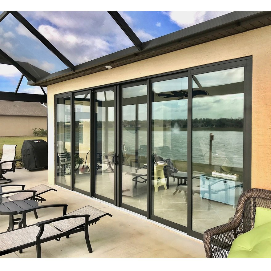 Modern Design Custom Commercial Shop Hurricane Proof Aluminum Glass Sliding Front Entry Door