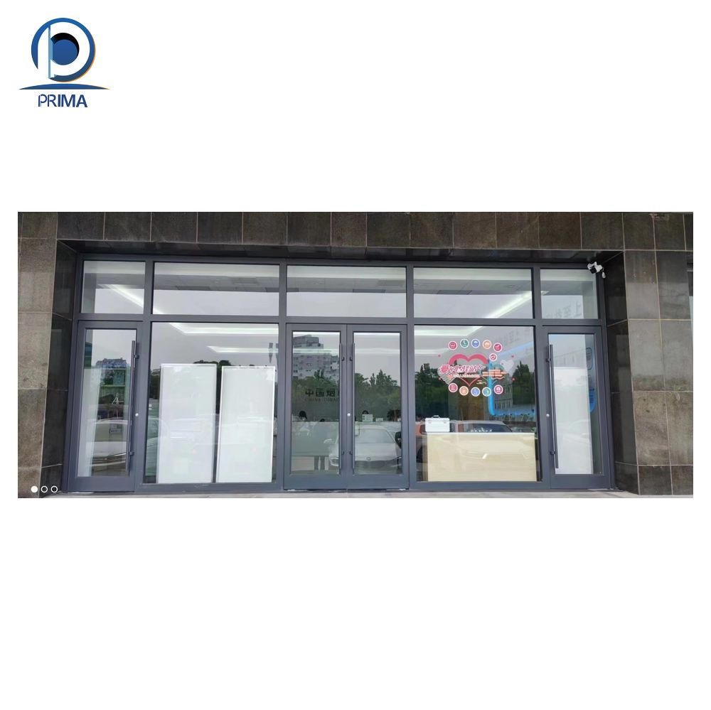 Spring Floor Shop Aluminum French Door Aluminum Frame Front Door Shop Entrance Swing Door