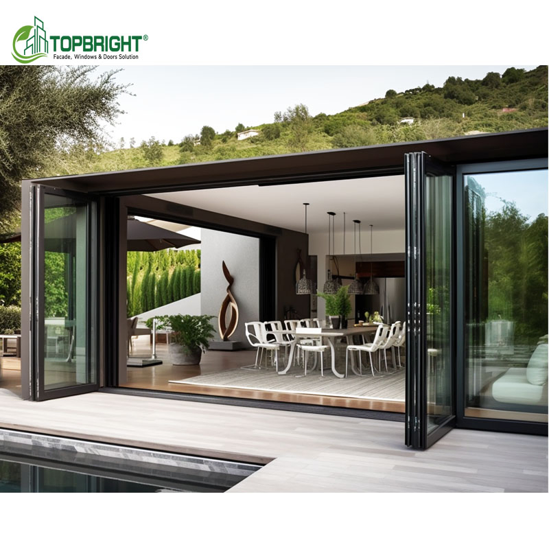 Aluminum Exterior Door Balcony Patio Lowe Soundproof Glass Garden Aluminum Bifold Folding Door