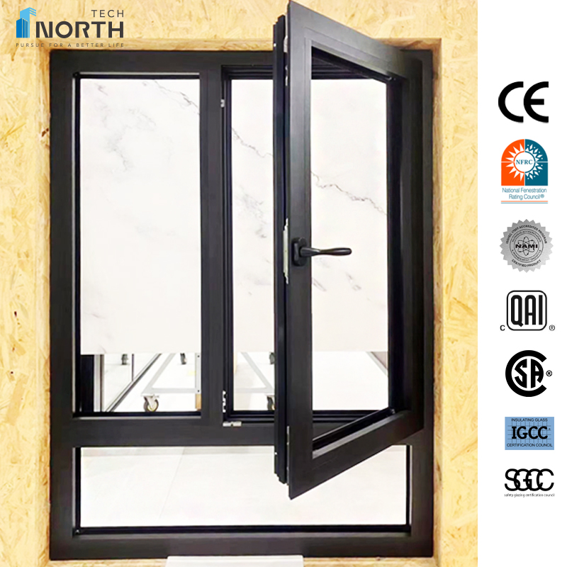 Northtech Casement Sliding Awning Tilt and Turn UPVC PVC Vinyl Aluminum Impact Windows and Doors with Nfrc Nami CE Qai Certification