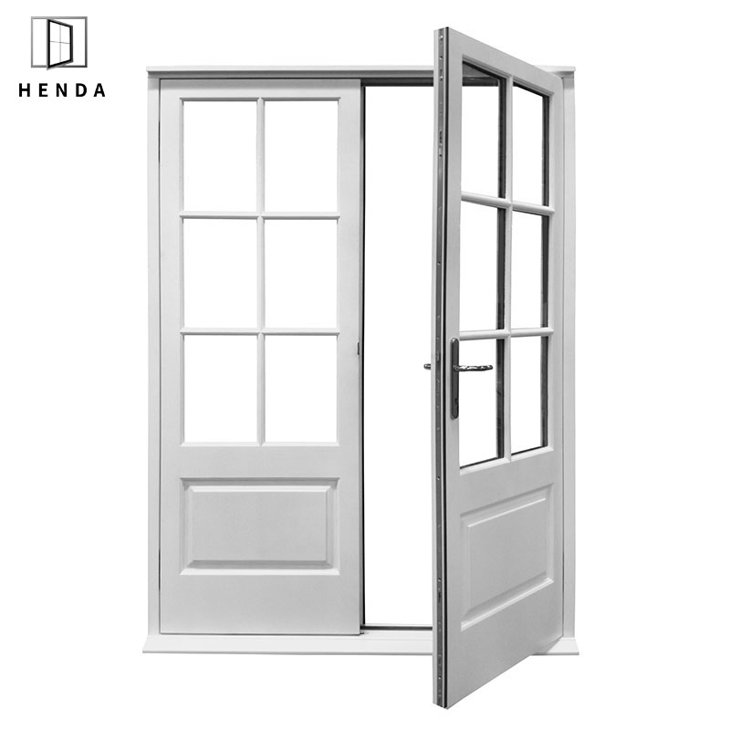 Shop Front Doors Double Glass 2.0mm Coffee Shop Main Entrance Doors Push out/Swing Hurricane Impact Double Opening Thermal Break Aluminum Casement French Door