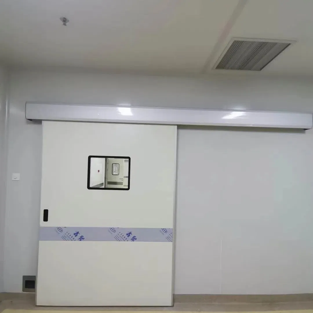 Automatic Operating Room Door Fire Prevention Electric Side Opening Modern Design Black Aluminum Profile Edge Clean Room Doors