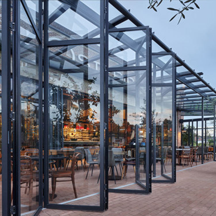 Nfrc USA Standard Windproof Residential Front Entry Folding Door Gates Glass Bi Folding Aluminium Sliding Swing Patio Doors