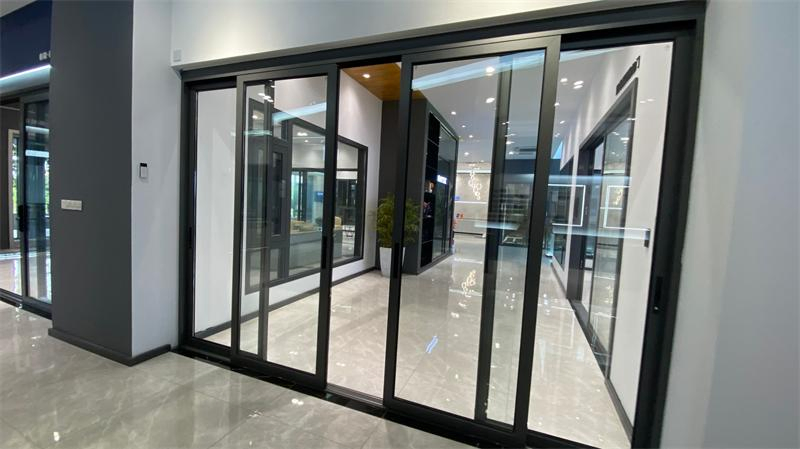 Narrow Frame Double Tempered Glazed Aluminium Sliding Shop Front Gate Living Room Partition Door