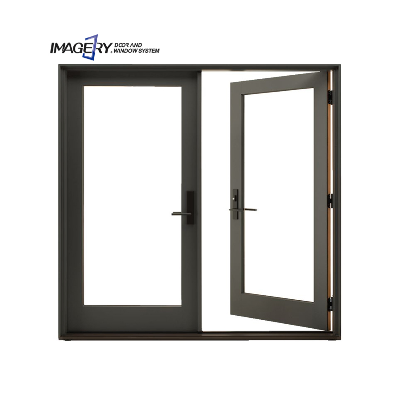 Waterproof Soundproof Classical Durable Wooden Colored Aluminum Casement Interior Glass Doors Special for Bathroom/Kitchen/Toilet